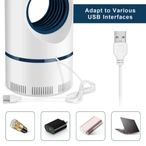 ⁦Electric Fly Bug Mosquito Insect Killer LED Light Trap Control Lamp Small Pest with USB Power Supply and Adapter⁩ - الصورة ⁦4⁩