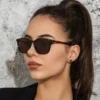 2025 Fashion Square Sunglasses Woman Retro Brand Designer Shades Sun Glasses Female Black Vintage Cat Eye Driving Oculos De Sol - Image 3