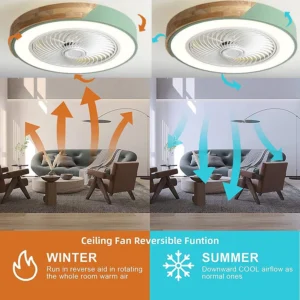 52CM Ceiling Fan Light Lamp 220V APP +Remote Control Fans Bedroom Dining Room Wood Ceiling Fan With Lights DC Green Ceiling Fan - Image 3