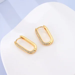 2024 NEW 925 Sterling Silver rectangular Hoop Earrings Inlaid Zircon Golden Earrings For Women Wedding Gift Luxury Jewelry - Image 4