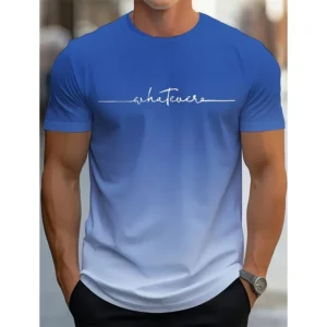 Fashion Gradient Letter Graphic T Shirts For Men Trend Summer Crew Neck 3D Printed Short Sleeve T-shirts Casual Oversized Tees - Image 4