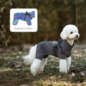 Dog Raincoat with Harness Waterproof Pet Rain Jacket for Small Dogs Adjustable Reflective Dog Rain Overalls with 4 Legs - Image 5