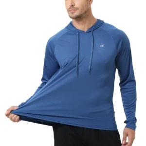 Summer Men's Long Sleeve UPF 50+ Hoodie Shirts, Rash Guard Quick Dry Lightweight T-shirt for Outdoor Jogger Sport Pullover - Image 5