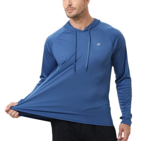 Summer Men's Long Sleeve UPF 50+ Hoodie Shirts, Rash Guard Quick Dry Lightweight T-shirt for Outdoor Jogger Sport Pullover - Image 5