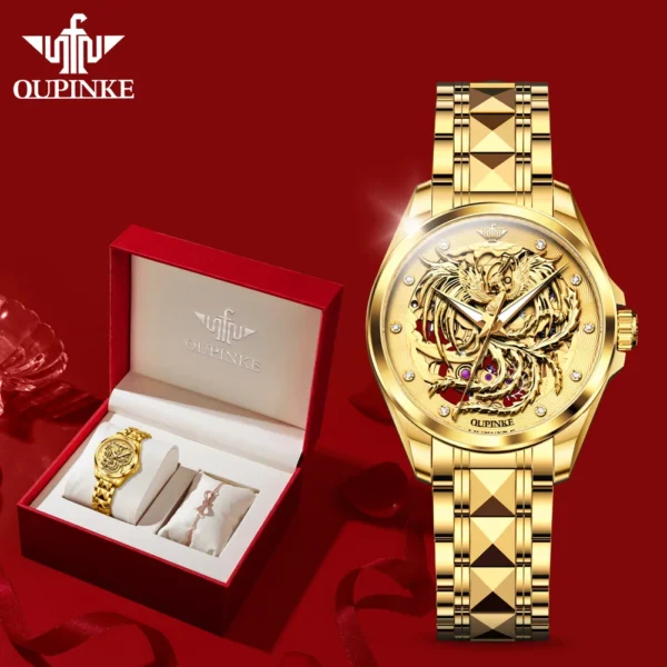OUPINKE 3276 Ladies Watch Original Luxury Skeleton Mechanical Watch Tungsten Steel 50M Waterproof Phoenix Watches For Women - Image 7