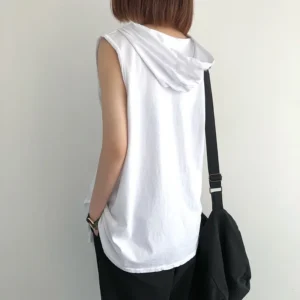 Solid Color 2023 Brand New Men's Tank Tops Vest Sleeveless Tees For Male Hooded Man Vests Tops Hip Hop Men Tank Top T shirt - Image 5