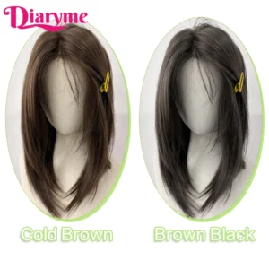 Short Straight Synthetic Wig Women's Long Hair Forehead Lace Bangs Clavicle Hair Middle-part Lace Front Wig Female Lolita Wigs - Image 4
