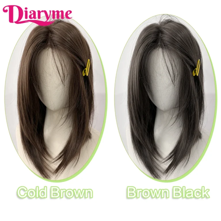 Short Straight Synthetic Wig Women's Long Hair Forehead Lace Bangs Clavicle Hair Middle-part Lace Front Wig Female Lolita Wigs - Image 4