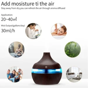 Humidifier Electric Aroma Air Diffuser Wood Ultrasonic Air Humidifier Essential Oil Aromatherapy Cool Mist Maker For Home 300ml - Image 4