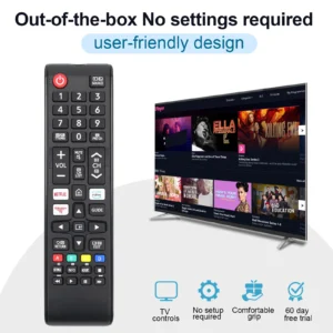 Universal Remote Control for Samsung Smart Tv, Control Replacement Fit for 4K Uhd Qled Hdtv Led Tvs, with Hulu Netflix Primevide - Image 3