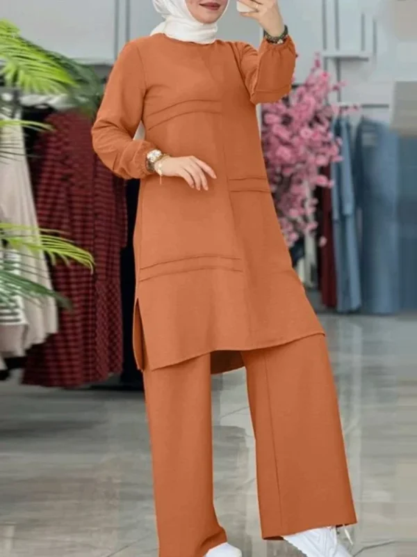 Ramadan Two Piece Sets Shirt Dress &Pants Women Muslim Suits Shirt Blouse Musulman Ensembles Moroccan Kaftan Islamic Dress Sets - Image 7