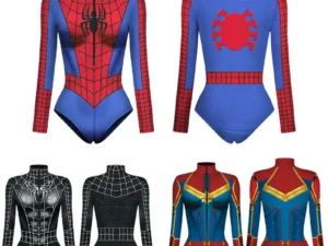 Women Spiderman Swimsuit Superhero Captain Marvel Bodysuit Anime Black Panther Cosplay Costume Long Sleeve Halloween Outfits
