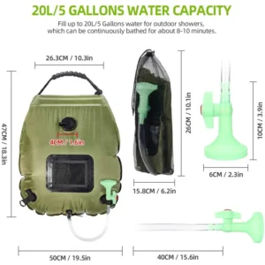 Portable Camping Shower Bag for Camp Shower 20L Solar Shower Shower Bag for Outdoor Camping Traveling - Image 7