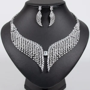 New Luxury Premium Glowing Wings Necklace Earrings Ladies Zirconia Jewellery Set Party Wedding Party Prom Gift Accessories M-333 - Image 4