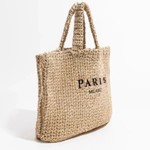 Casual Large Capacity Straw Tote Bag Designer Letters Women Handbags Handmade Woven Summer Beach Bag Big Shopper Purses 2024 - Image 3