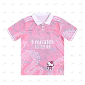 2025 Limited Edition Hello Kitty Dragon Pattern Football Jersey Short Sleeve Casual Men's Women Street Oversize Unisex Polo Tops - Image 6