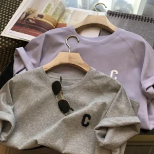 2 Pcs/Set Summer Women Tracksuit O Neck Letter Print Pure Color Short Sleeve T-shirt Drawstring Elastic Waist Shorts For Sport - Image 4