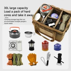30L Camping Cooking Utensil Organizer Large Capacity 600D Camping Gas Tank Storage Bag Picnic Bag Fodable for Outdoor Camping - Image 3