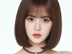 Women's Short Straight Bob Wig, 12 Inch Brown Bangs Wig Heat Resistant Synthetic Wig for Everyday and Role Play Parties
