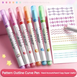 6Pcs/Set Flower Line Shape Highlighter Pen Roller Tip Curve Liner Marker Kawaii Korean Stationery School Office Supplies Gifts - Image 3