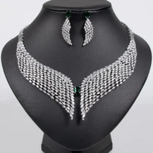 New Luxury Premium Glowing Wings Necklace Earrings Ladies Zirconia Jewellery Set Party Wedding Party Prom Gift Accessories M-333 - Image 5