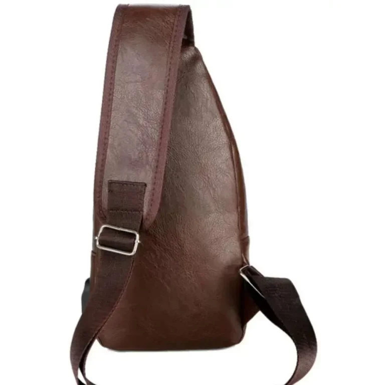 Simple and Fashionable Casual Solid Color PU Multifunctional USB Charging Zipper MEN'S Chest Bag Crossbody Bag for Commuting - Image 6