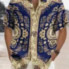 Mens Shirt Short Sleeve Casual Vintage Ethnic Print Button Shirt Summer Beach Shirt Camping Shirt Short Sleeve Mens Formal Shirt - Image 5