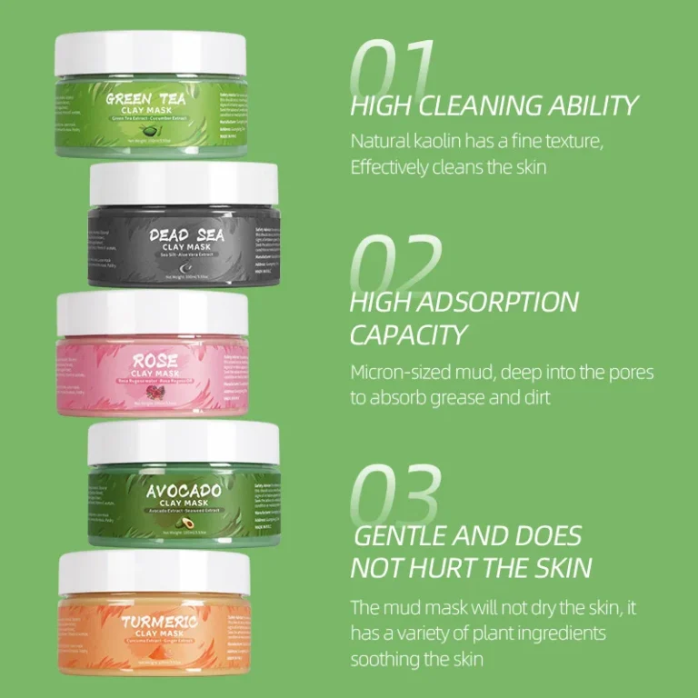Turmeric Green Tea Rose Avocado Facial Mask Clay Mud Masks Moisturizing Removal Blackhead Whitening Face Mask Mud Skin Care - Image 4