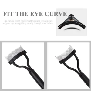 2 in 1 Folding Eyelash Separator Metal Teeth Straight Eyelash Curler Eyelash Brush Comb Mascara Curl Lash Beauty Makeup Tools - Image 4