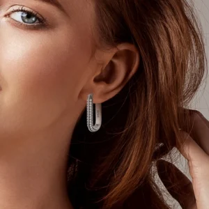 2024 NEW 925 Sterling Silver rectangular Hoop Earrings Inlaid Zircon Golden Earrings For Women Wedding Gift Luxury Jewelry - Image 7