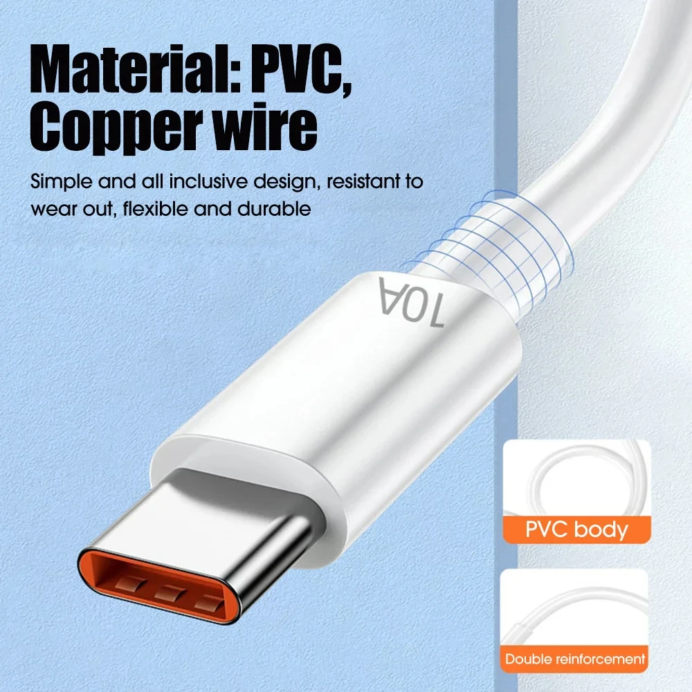 USB Type C Cable 10A Fast Charging Wire Mobile Phone USB Line For Huawei 30 Xiaomi redmi Samsung Poco f5 USB C Data Cable Cord - Image 4