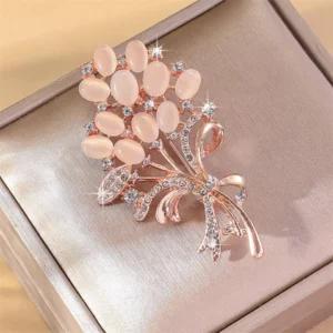 RAKOL 1PC Fashion Opal Stone Exquisite Flower Brooch Pin Garment Accessory Birthday Gift Brooches Women Rhinestone Brooch Pin - Image 4