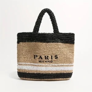 Casual Large Capacity Straw Tote Bag Designer Letters Women Handbags Handmade Woven Summer Beach Bag Big Shopper Purses 2024 - Image 6