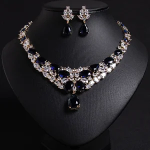 Luxury Temperament Charm Drops Zirconia Jewellery Ladies Necklace Earrings Accessories Set Party Prom Wedding Dress M-340 - Image 4