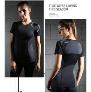 Compression sports tights short-sleeved women's stretch yoga clothes running quick-drying T-shirt training fitness clothing female slim suit - Image 3