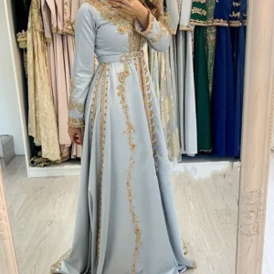 Customized Moroccan Caftan Evening Dresses Beads Hand Work Muslim Evening Dress Arabic Abaya Formal Dress robe de soiree платье