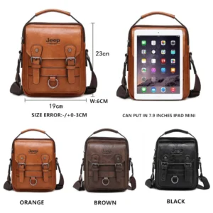 JEEP BULUO Multi-function Business Handbags Men New Man's Shoulder Bag Large Capacity Leather Messenger Bag Crossbody Big Brand - Image 2