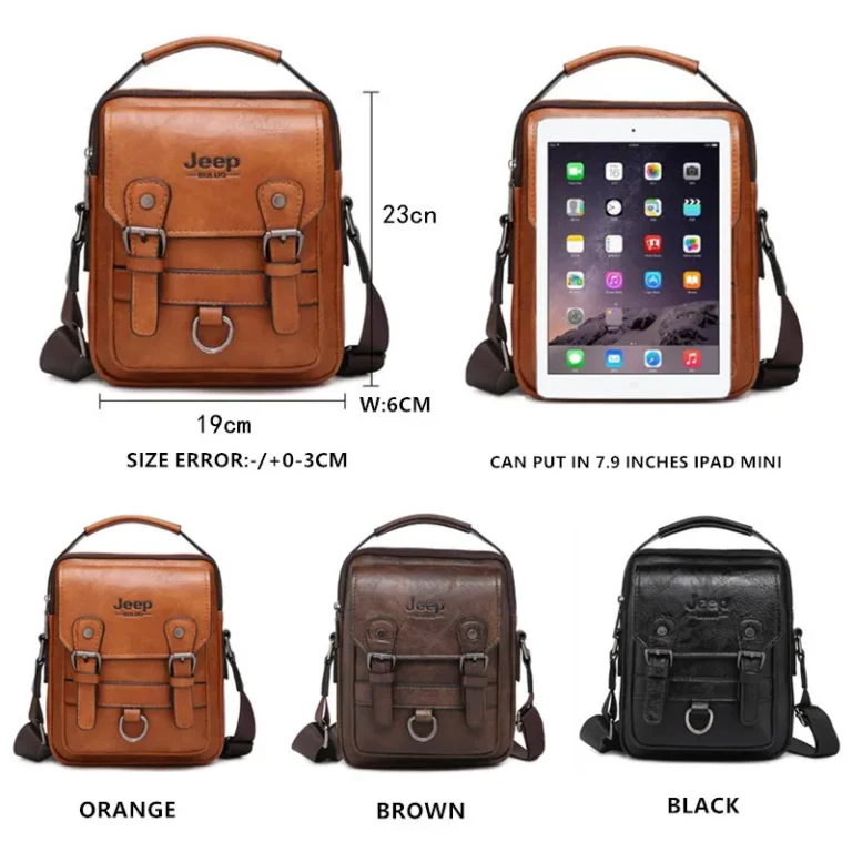 JEEP BULUO Multi-function Business Handbags Men New Man's Shoulder Bag Large Capacity Leather Messenger Bag Crossbody Big Brand - Image 2