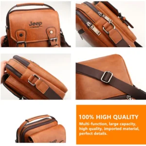 JEEP BULUO Multi-function Business Handbags Men New Man's Shoulder Bag Large Capacity Leather Messenger Bag Crossbody Big Brand - Image 5