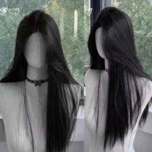 A New Summer Model Of Synthetic Wig For Women With Medium-Length Straight Hair, Heat-Resistant Synthetic Fiber Full Head Cover