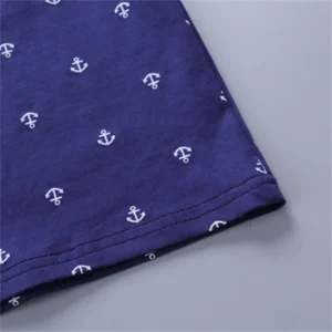 2PCS Baby Set Children's Summer Fashion Random Print Boat Anchor Pattern Short Sleeve Shorts Set - Image 4