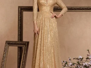 Lucyinlove Luxury V Neck Long Sleeves Blue Sequins Formal Evening Dress Women 2024 Wedding Party Prom Maxi Cocktail Dress Gowns