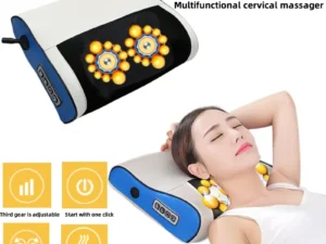 Multi Functional Neck and Shoulder Massager with Hot Compress Portable Back Kneading Tool Deep Tissue Relaxation Massage Device