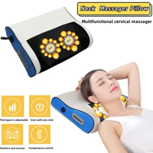 Multi Functional Neck and Shoulder Massager with Hot Compress Portable Back Kneading Tool Deep Tissue Relaxation Massage Device