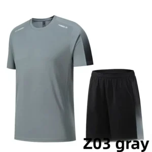 Ice Silk Running Suit Men's Slim Fit Short Sleeve T-Shirt Morning Run Breathable Ice Sensation Quick Dry Shorts Sportswear Set - Image 3