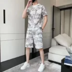 Water-Based Dye Loose Men's T-Shirt And Pants Two-Piece Set Casual Summer Fashion Lightweight Luxury Style Male Fashion