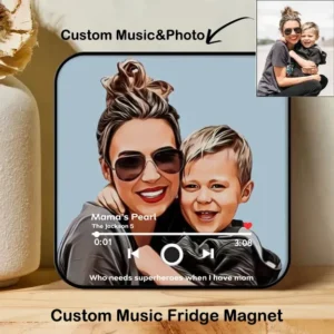 Customized Photo Music Fridge Magnet with Frame, Personalized Refrigerator Magnets, Best Mother's Day Gift 2025