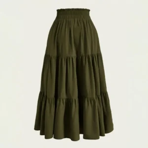 Women Bohemian Style Skirt Bohemian Skirt Bohemian Style Women's Elastic High Waist Drawstring Skirt A-line Summer - Image 4