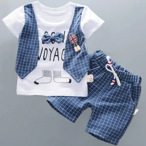 Summer Baby Boys Clothes Set Children Clothes Infant Clothing Sets T-Shirts Tops+ Shorts 2PCS/Suit Kids Sets Baby Girls Clothing - KG BBT-Rose Red - Image 2