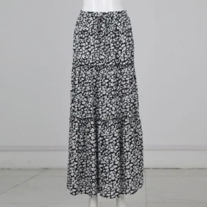 Summer Bohemian Print Elastic Waist Long Skirt Loose Beach Style Holiday Party Maxi Skirt Floral Faldas Female Boho Skirts - Image 4